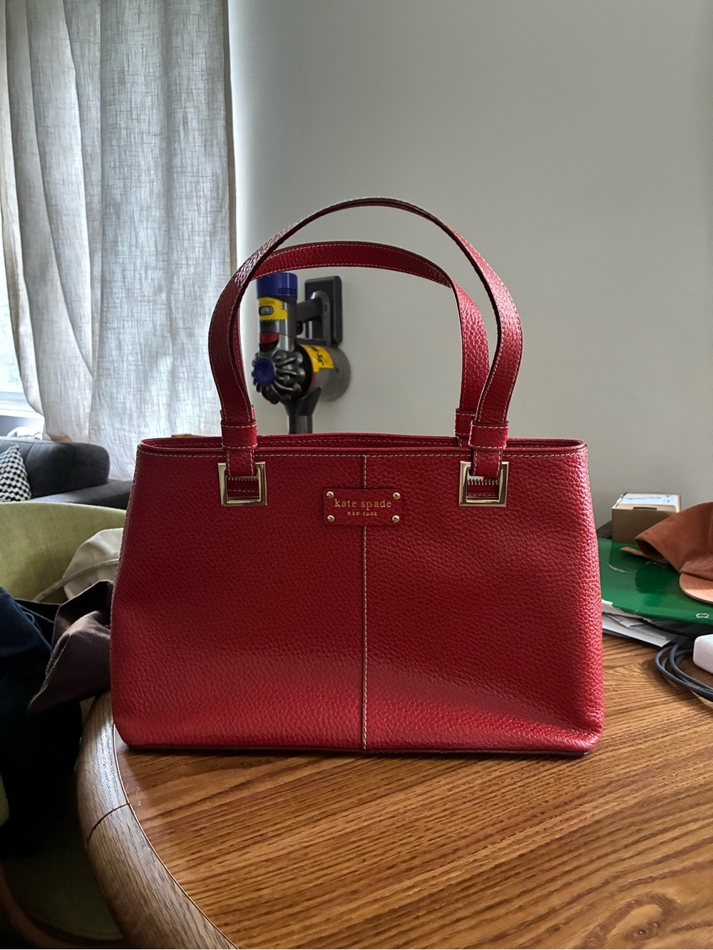 kate spade Red Pebbled Leather Shoulder Bag